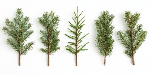 Aufkleber - Creative arrangement of Christmas tree branches on a white background. Flat lay. Nature Christmas idea.