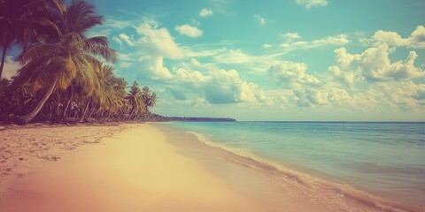 Aufkleber - Tranquility on the tropical beach. Retro filter applied.