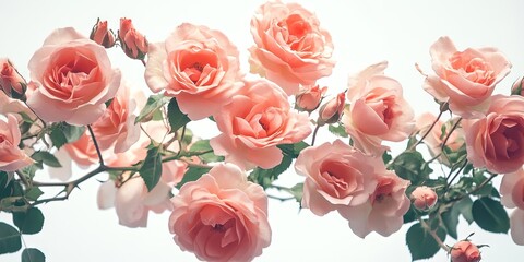 Sticker - A cluster of pink rose flowers against a white background.