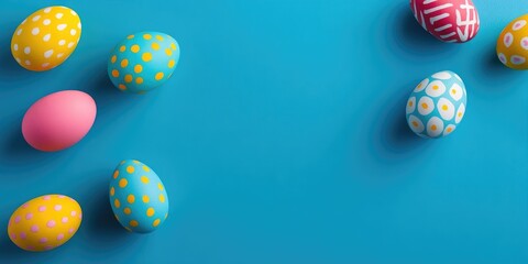 Aufkleber - Easter eggs on a vibrant blue backdrop