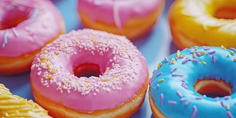 Poster - Close-up shot of vibrant donuts.