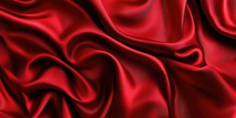 Aufkleber - Red twisted silk or satin luxury fabric texture can be used as an abstract background. Top view.