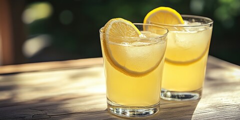 Aufkleber - Glasses of fresh lemonade on a table.