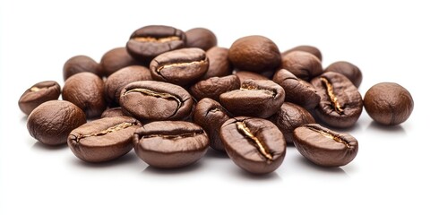 Poster - Coffee beans on a white background.