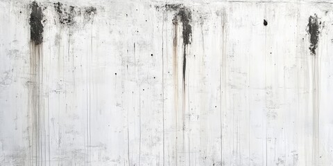 Canvas Print - Weathered whitewashed wall featuring dirty drips and nail holes, serving as a textured background.