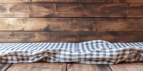 Aufkleber - Tablecloth on a wooden surface, with copy space for text.