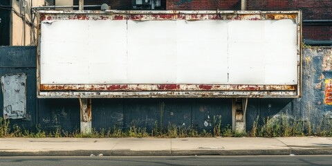 Poster - A large empty billboard on a wall along the street, featuring banners that allow space for your own text.