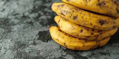 Poster - Plantain on a gray background. Copy space, close-up, no one around, focus stacking.