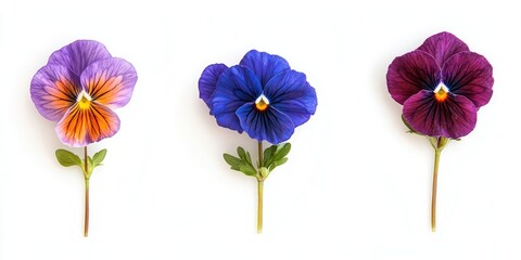 Sticker - pansy flowers set against a white background