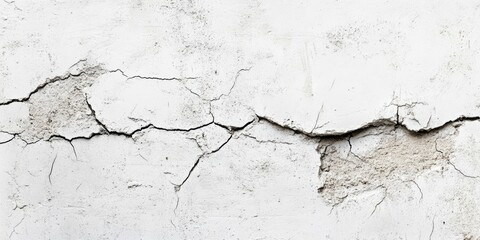 Poster - Surface texture of a white concrete wall, featuring a cement pattern with cracks, providing space for copy.