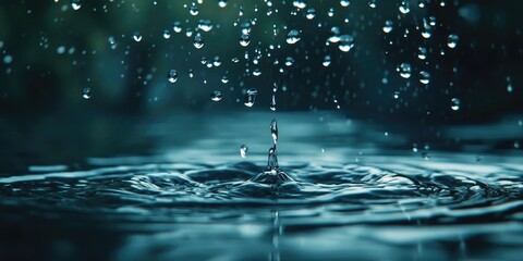 Aufkleber - Water droplets falling onto a water surface.