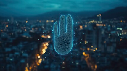 Wall Mural - securely empowering: woman's fingerprint unlocks the gateway to personal financial data on mobile ba