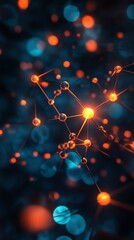 Aufkleber - Abstract network connection glowing nodes and lines.