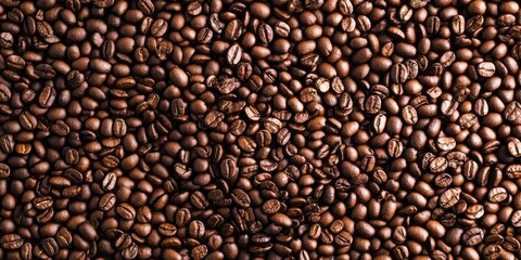 Poster - Heart-shaped background of roasted coffee beans