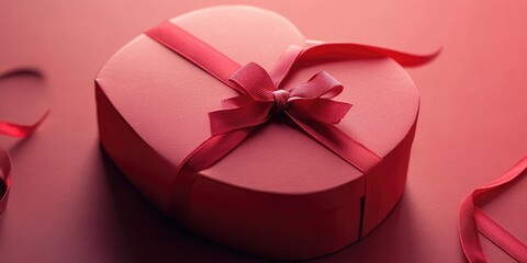Aufkleber - Red gift box with a ribbon in the shape of a heart, suitable for Mother's Day, birthdays, and Valentine's Day.