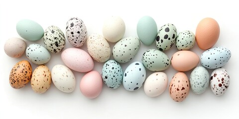 Aufkleber - A collection of multi-colored pastel mini eggs symbolizing Easter, set against a white background.