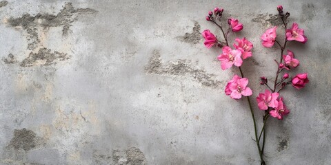 Aufkleber - pink stock flower on a concrete patterned background