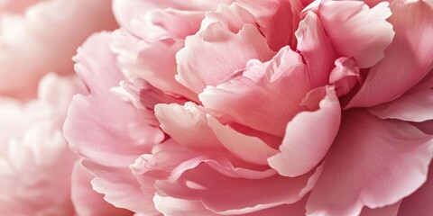 Fototapete - Peony close-up, gentle floral backdrop with copy space.
