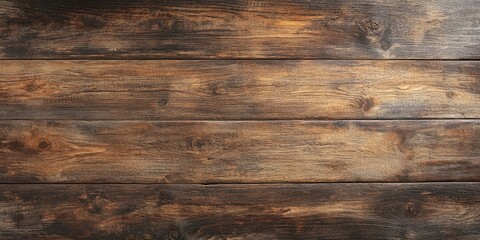 Aufkleber - Brown rustic wooden backdrop featuring an aged texture. Top view of an empty table, copy space.