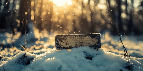 Canvas Print - Burnt Label, Snow, Bokeh, Copyspace