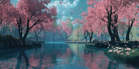 Poster - Blossoming trees in springtime