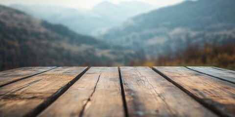Aufkleber - Vacant wooden table set against a natural background.