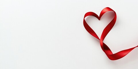 Aufkleber - Red heart ribbon against a white background.