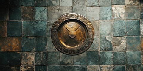 Poster - Top view of the stone floor in the temple with copyspace.