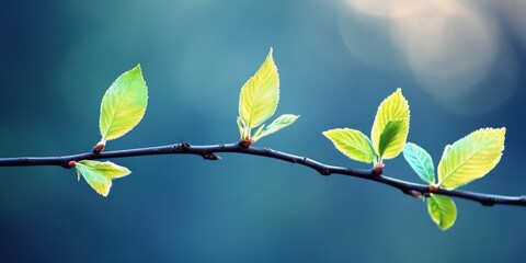 Poster - small leaves on a branch of a tree.
