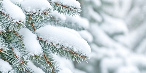 Leinwandbilder - Branches of a coniferous tree are laden with soft snow.