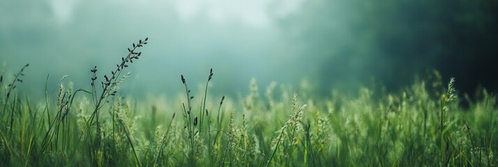 Poster - A vibrant green meadow features tall grasses swaying gently, with healthy soybeans growing amidst a tranquil landscape. Generative AI