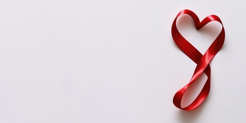 Aufkleber - Red heart ribbon against a white background.