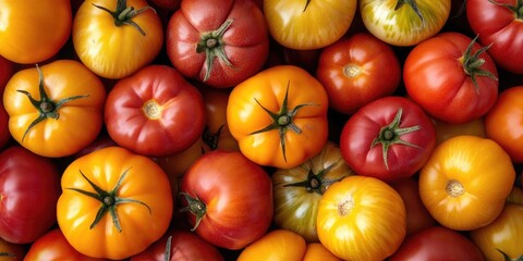 Poster - Organic heirloom tomatoes in yellow, red, and orange colors