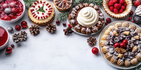 Aufkleber - Christmas Background Featuring Desserts. Horizontal.