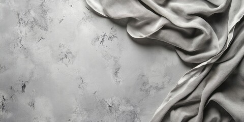 Poster - Gray background with fabric napkins and empty space for text, top view