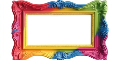 Poster - Contemporary brightly colored plastic picture frame with an antique design, isolated on a white background.