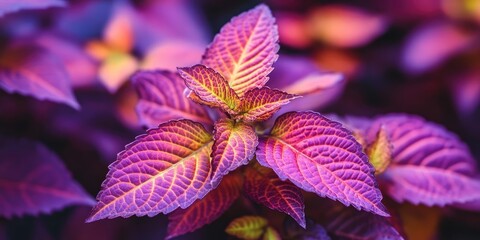Poster - Beautiful ornamental flowers, Coleus leaves can be reddish or purple. They are known scientifically as Plectranthus scutellarioides, Coleus blumei, and Solenostemon scutellarioides.