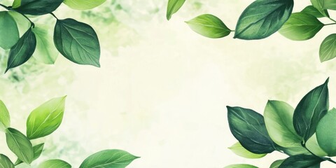 Poster - Background template featuring green leaves