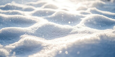 Poster - Close-up of large snow drifts. Bright white snow background under intense sunlight. Winter snow texture. Thick snow on the road. Christmas and New Year festivities.