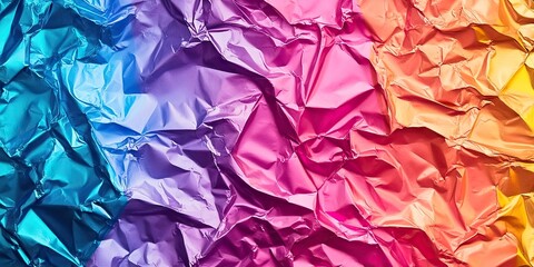 Fototapete - Crumpled textured background of colored foil
