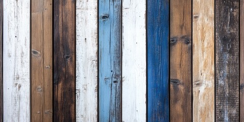 Leinwandbilder - The wooden background features brown, white, and blue colors.