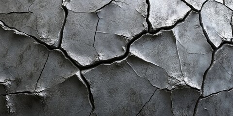 Canvas Print - cracked cement with a gray surface layer serving as a background for design