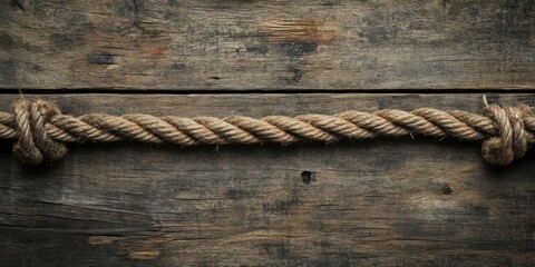 Aufkleber - aged rope on wooden plank background