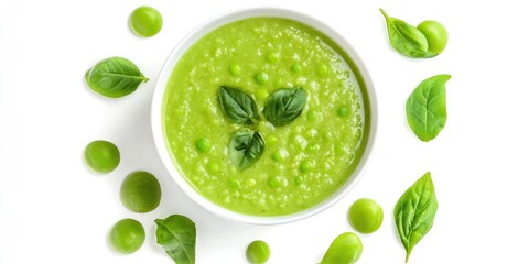 Poster - Pea Soup, Nutritious Vegetarian and Vegan Pea Soup on White Isolated Background
