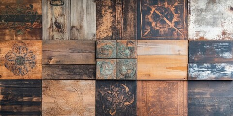 Aufkleber - Aged wooden planks featuring designs