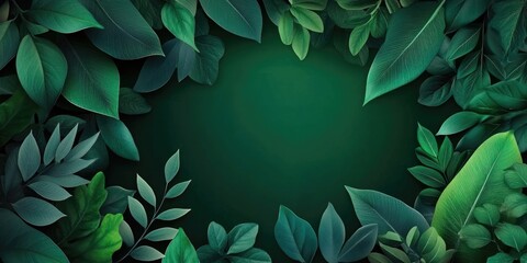 Aufkleber - Green natural banner with dark summer leaves.