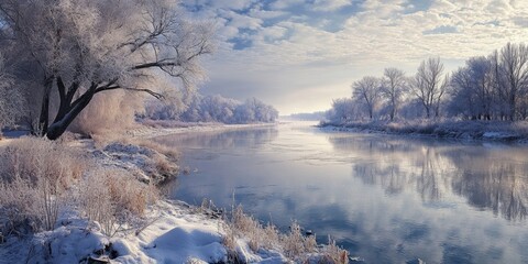 Aufkleber - Winter bank of the river