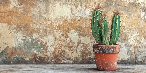Fototapete - Natural Cactus Still Life on Vintage Wood Background Texture