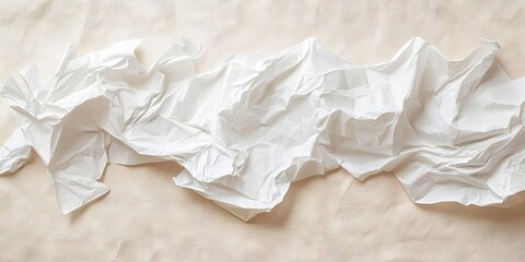 Aufkleber - crumpled and rolled white paper on a beige surface