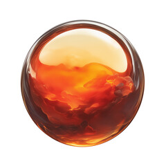 Fototapete - vibrant, fiery orange glass paperweight with swirling patterns isolated on white background, showcasing mesmerizing blend of colors and textures
